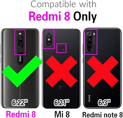 Miniatura 2 de Asuwish Funda de teléfono para Xiaomi Redmi 8A Redme 8 con protector de pantalla de vidrio templado y soporte de anillo delgado híbrido protector