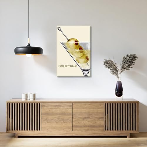 Miniatura 6 de Póster retro extra sucio por favor Martini para pared, diseño de cóctel, vintage, alcohol, oliva, lienzo impreso, Funky 70, habitación, apartamento,