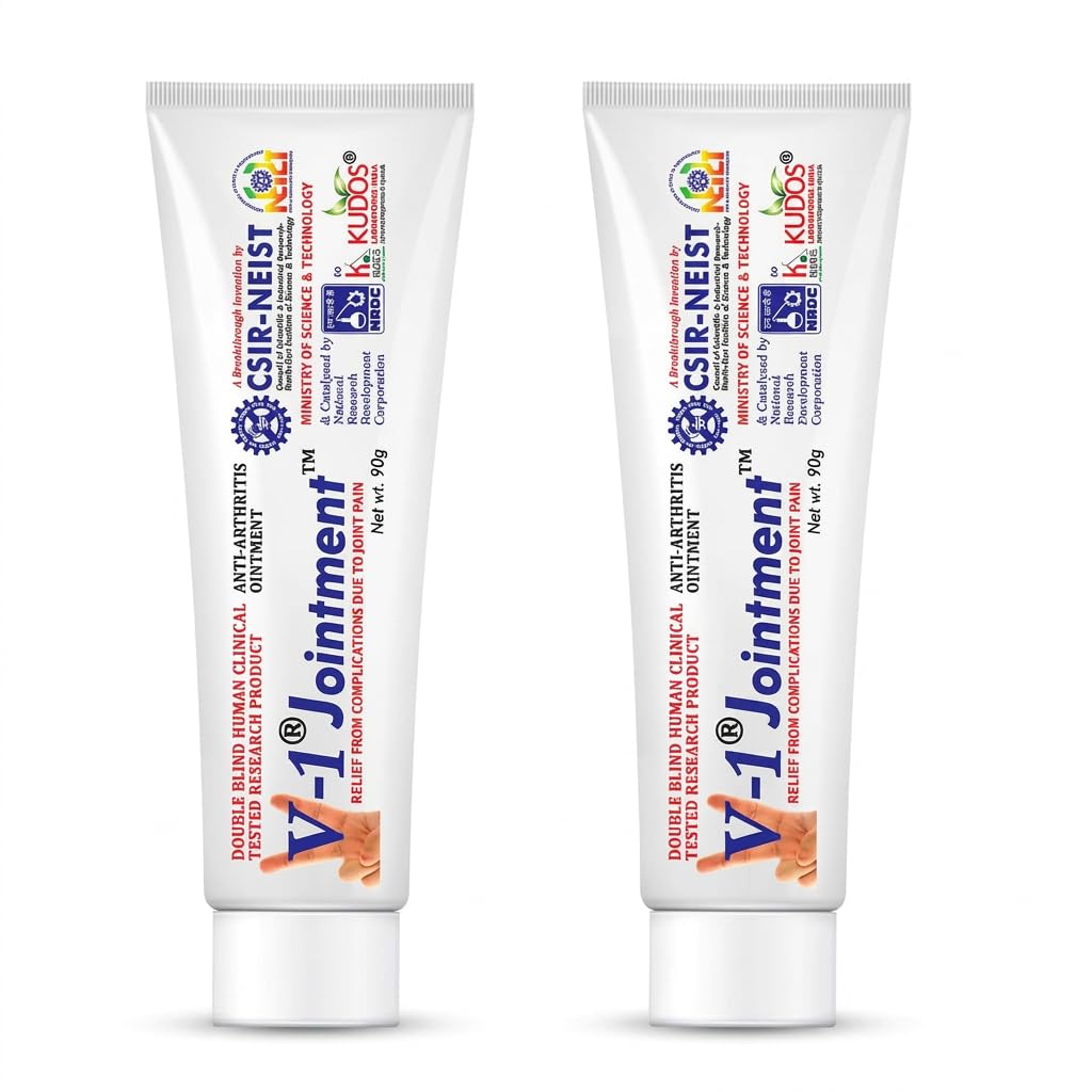 Kudos Ayurveda V-1 Pain Relief Cream | Clinically Tested Ayurvedic Formula | Fast Relief for Joint, Muscle & Back Pain | Non-Greasy & Fast Absorbing | 90g (Pack of 2)