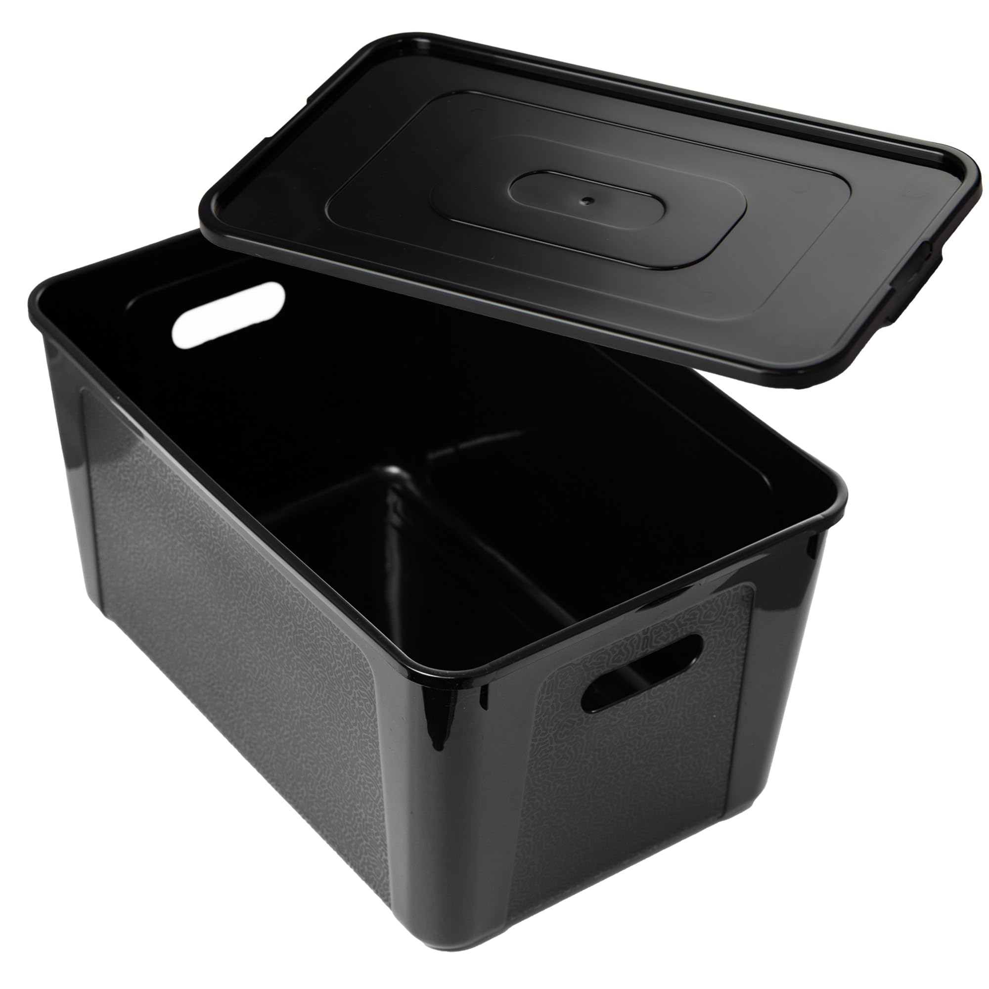 Aufbewahrungsboxen Mit Deckel – 39x26x13,4 Cm, 14 Liter, Schwarz, Stapelbar, Aus Kunststoff, Für Spielzeug, Kleidung & Deko