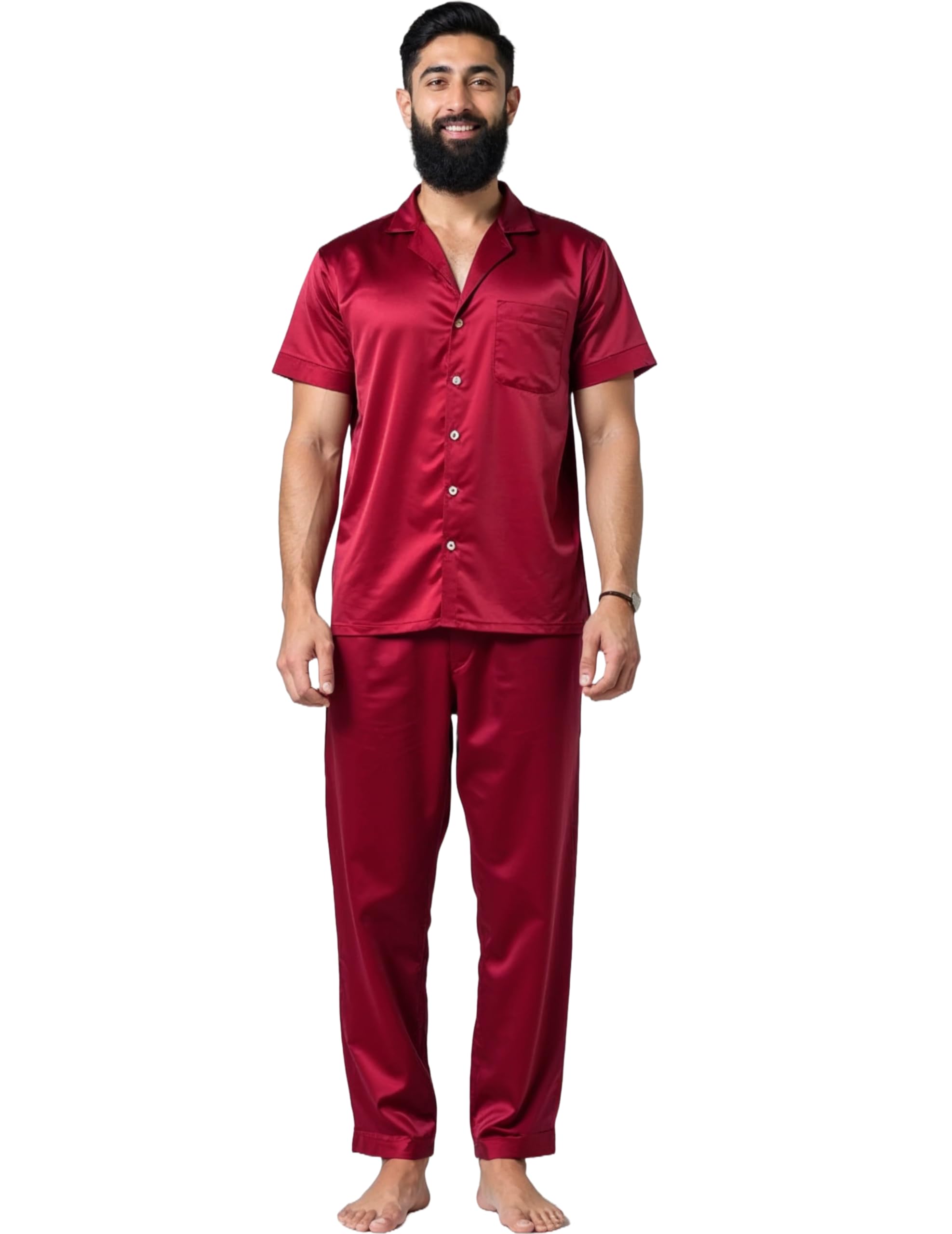 All Day Silk Men’s Ruby Red Pyjama Set | Bold Comfort for Modern Men | Luxury Loungewear & Nightwear-picture-52