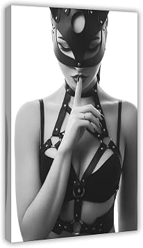 ZXZHE Erotic Kitty Cat Woman Naked Work Stunning Sexy Girl Bedroom Mature Canvas Poster Wall Art Prints Room Aesthetic Murals Bedroom And Living Decorations 12" L X 18" W