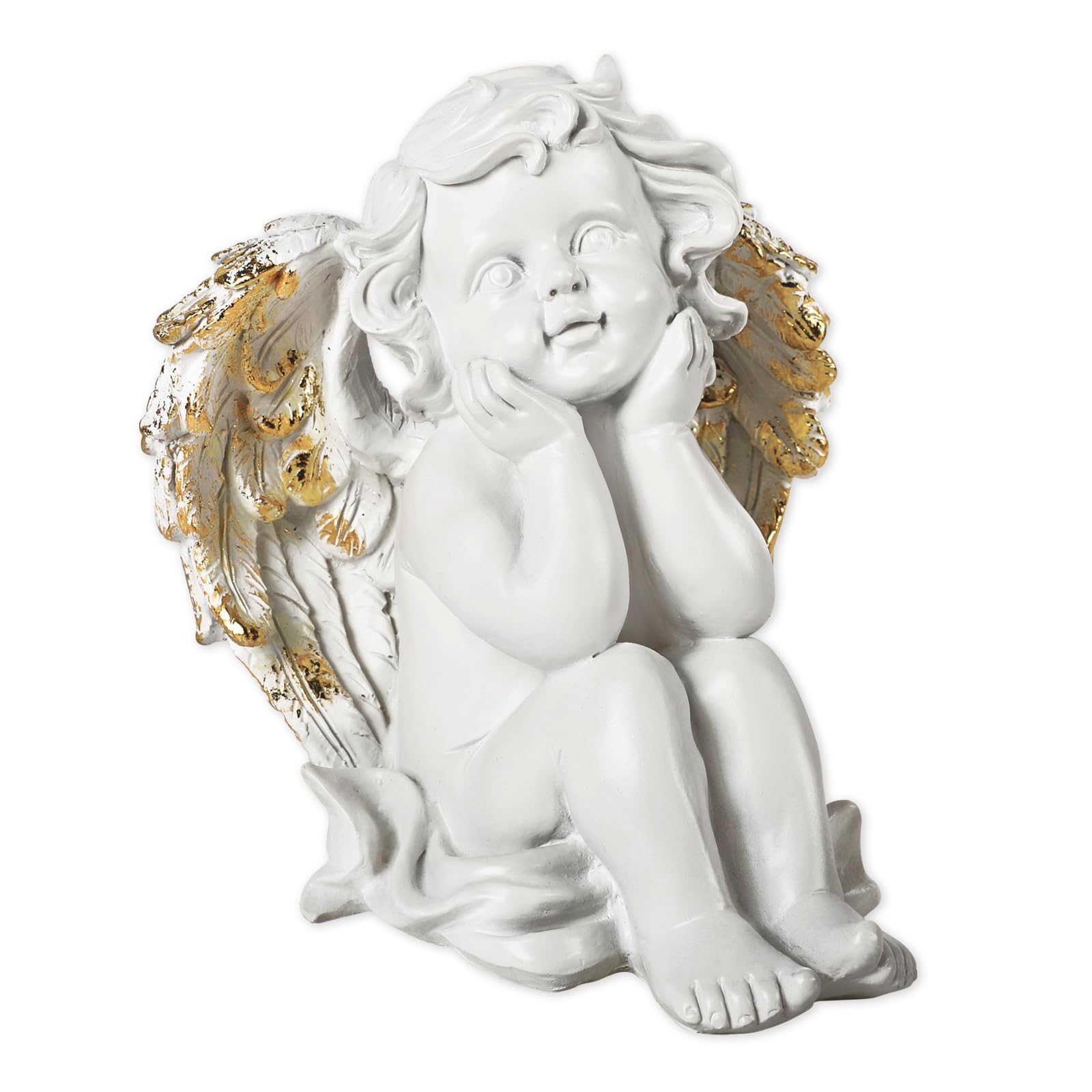 Angel Figurines Angel Statue for Garden Decor,Outdoor Decorations, White Cherub Statue for Christmas Yard Porch Lawn Outdoor Decor, Resin Statues Home Decoration Spiritual Memorial Gifts