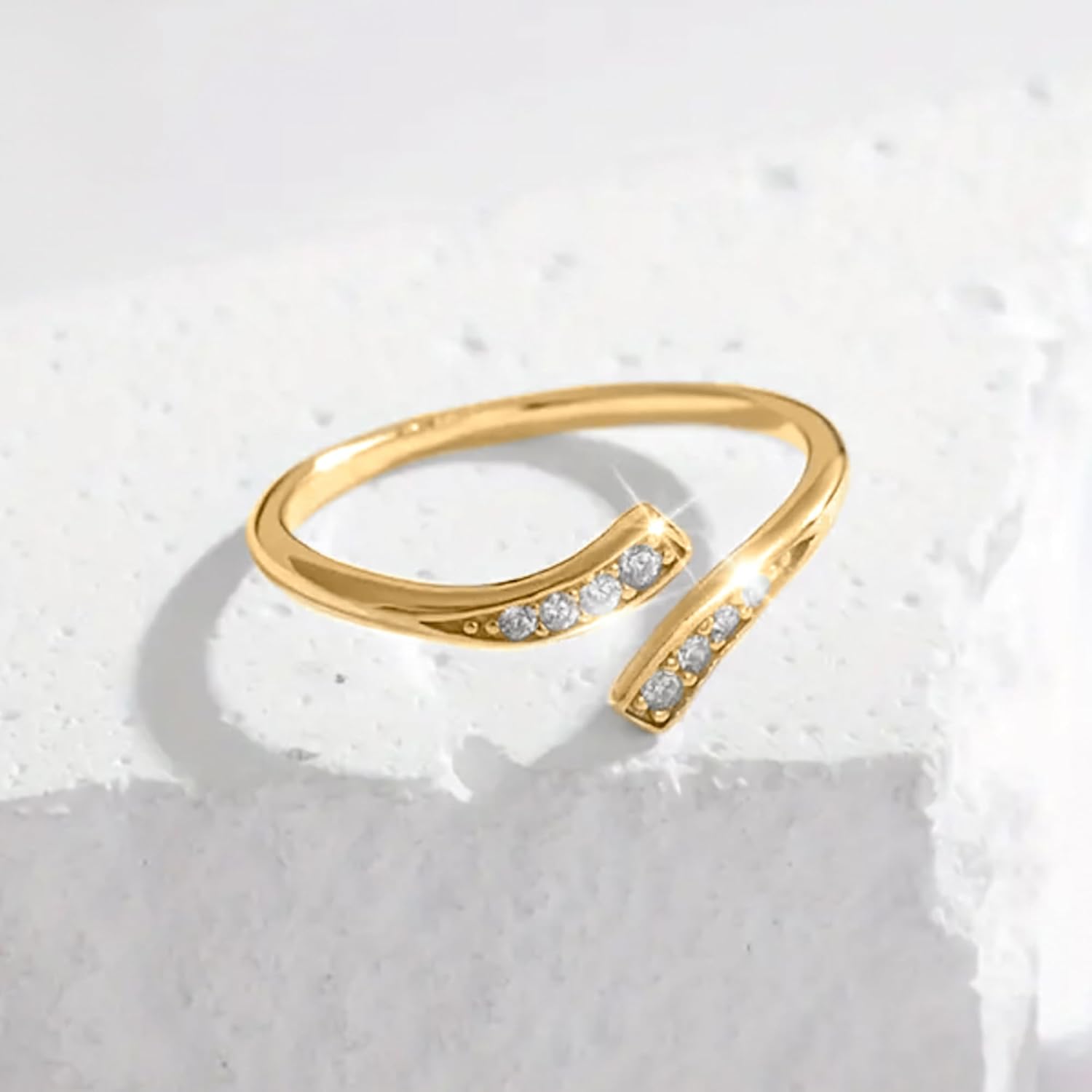 925 Sterling Silver Cubic Zirconia Crossover Eternity Band Rings for Women Adjustable Open Twist Wrap Statement Promise Ring to Daughter Mom Stackable Finger Wedding Valentines Jewelry Gifts - Image 7