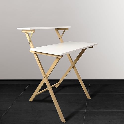 Miniatura 2 de Casual Home Escritorio de trabajo plegable de madera maciza para portátil de 2 niveles, 28 pulgadas de ancho x 24.5 pulgadas de profundidad x 35.5
