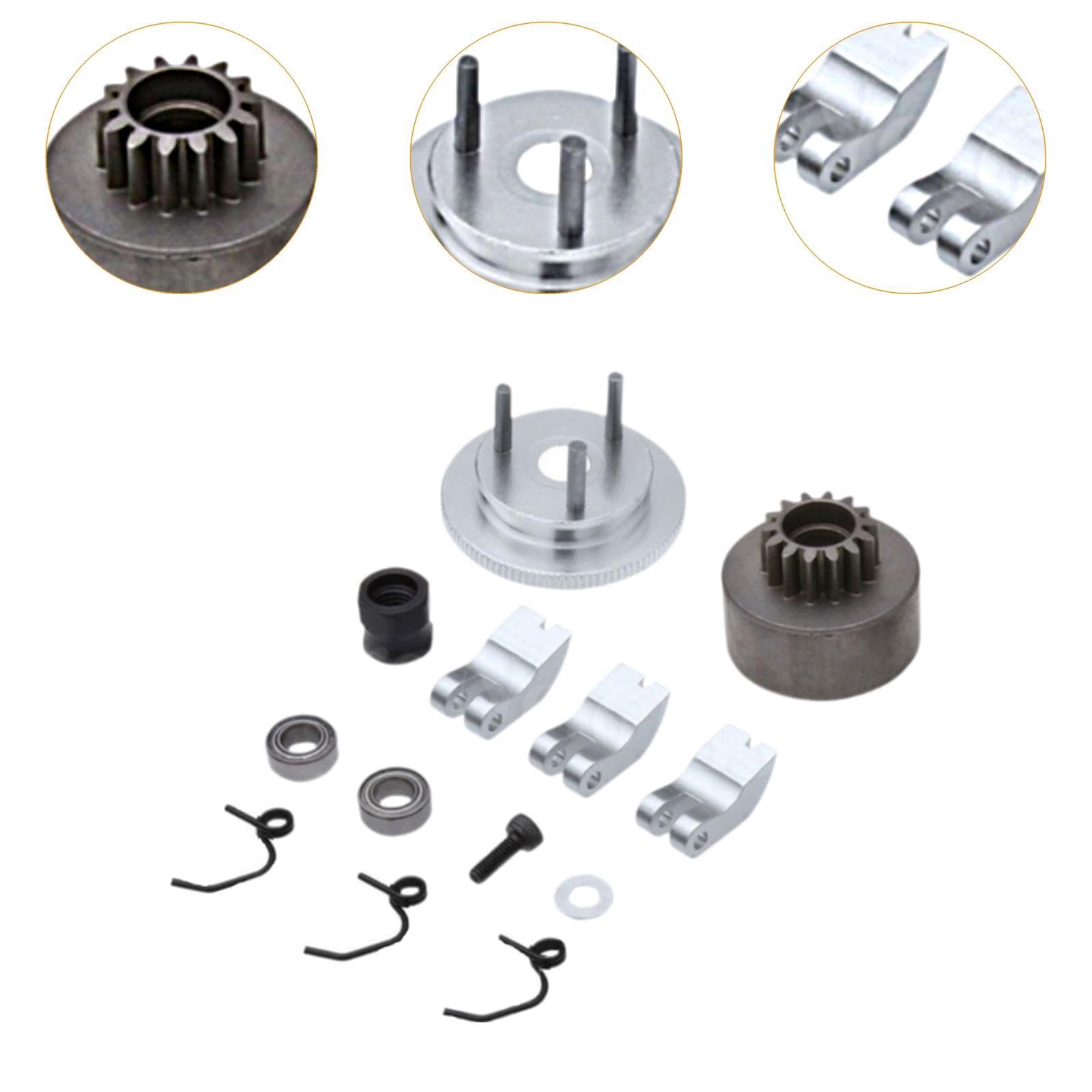 Garende RC Clutch Bell Shoes Bearings Gear Clutch Bell Set 81020 1/8 Replacement for HSP Portable Model RC Car Clutch Cup Assembly, Silver