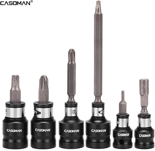 Miniatura 3 de CASOMAN Juego de adaptadores de dados de broca -14" x 38" Dr. 14" x 12" Dr., 516" * 12" Dr., 14-Inch Dr. Hex Power Bit Holder & 516" 14" Dr.Hex