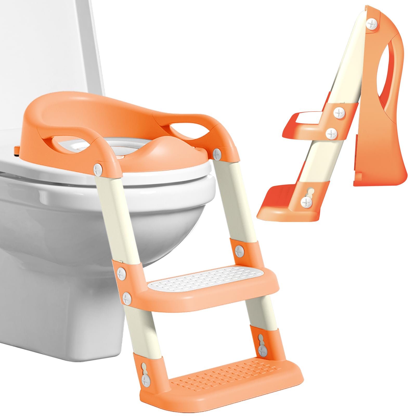kimitimi Potty Training Seat with Step Stool Ladder, Adjustable Foldable Potty Seat for Toilet with Anti-Slip Pads Ladder for Kids Boys Girls Toddlers