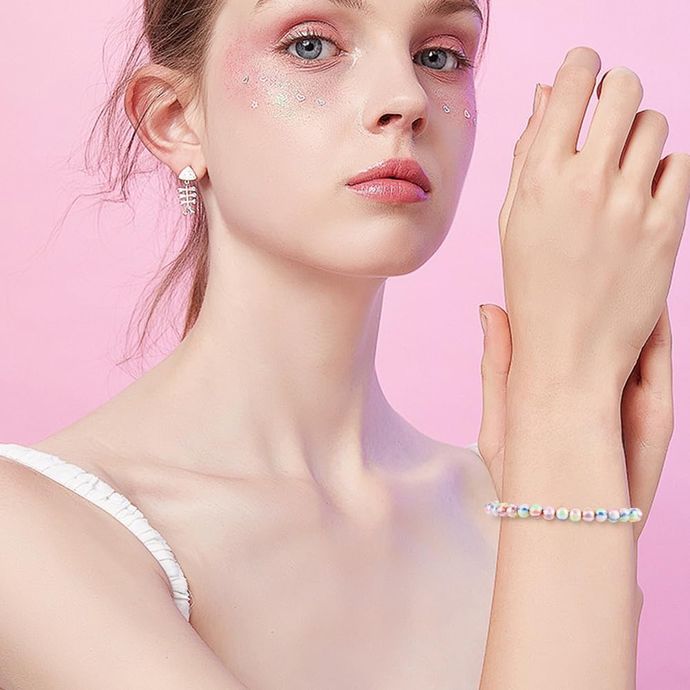 1 Box 300PCS Polymer Clay Round Beads with Hole Handmade Rainbow Pearlized Colorful Striped Pattern Candy Loose Spacer Bead Bulk for Jewelry Making Earrings Bracelet Adult DIY Craft Supply - Image 5