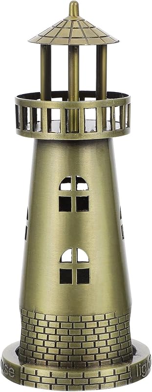 Veemoon Lighthouse Model - Alloy Coastal Decoration for Home or Office 7.08 X 2.95 X 2.95 Inch Beach House Decor
