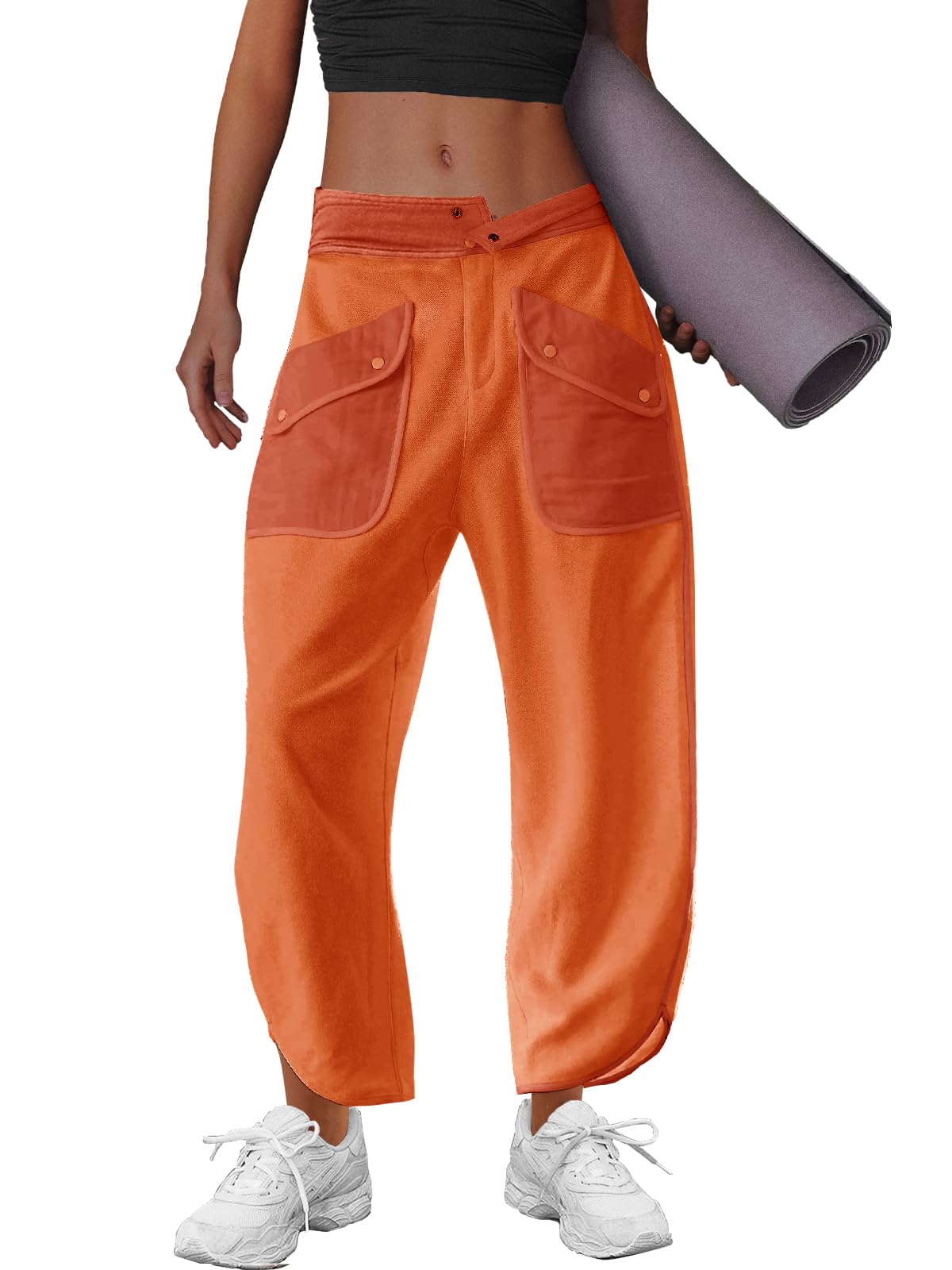 LAMISSCHE Oversized Barrel Lounge Pants Women Wide Leg Sweatpants with Pockets Baggy Cropped Pants