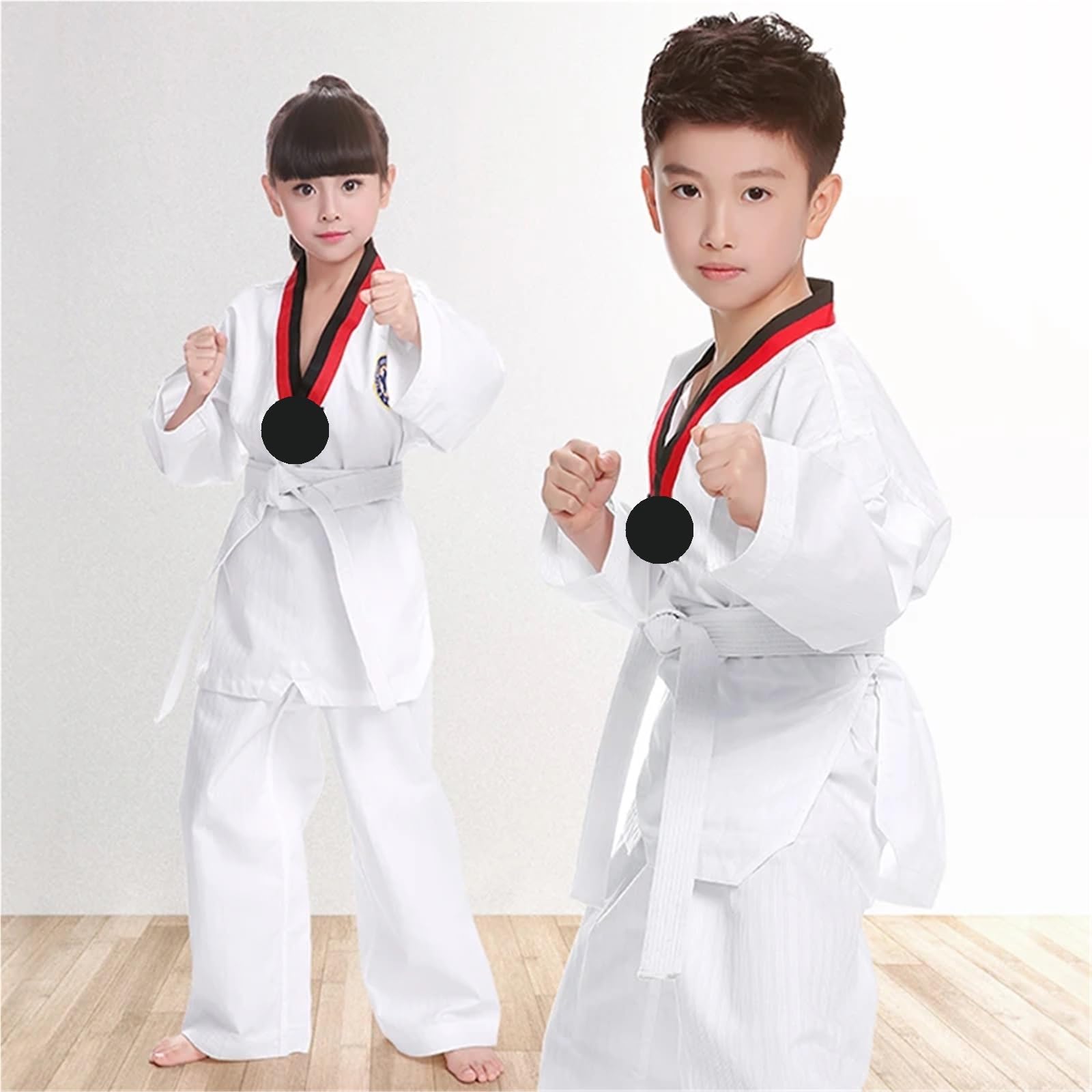 Judo Uniform Judo-Anzüge, Kostüme, Kleidung, weiße Taekwondo-Uniformen, Karate, Judo-Dobok-Kleidung, Erwachsene, Unisex, langärmelig, Gi-Uniform(110cm)