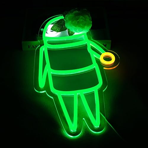 Miniatura 2 de JFLLamp Letreros de neón de robot verde para decoración de pared, luces de neón para dormitorio, letreros LED adecuados para dormitorio, cueva,