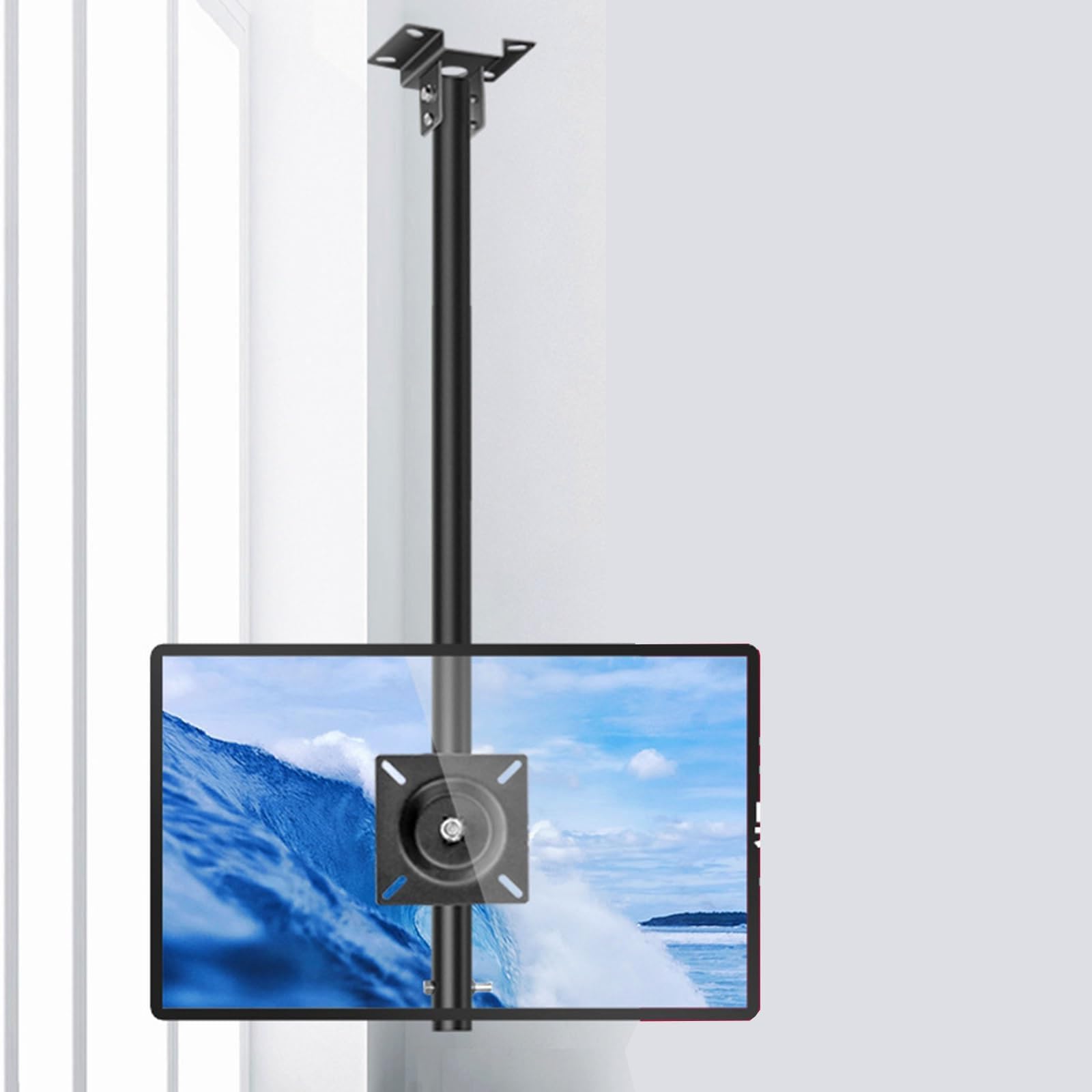 GUODDM Adjustable Ceiling TV Mount Bracket - Monitor LCD Lift Bracket, Full Motion 360 Degree Rotation Tilt Swivel Screen, Fits 12-27 Inch TVs, Fit Flat And Vaulted(H1M)