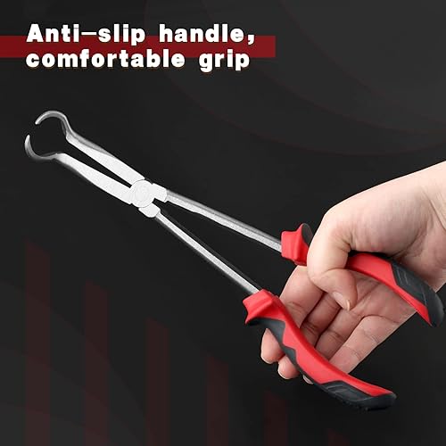 Miniatura 5 de Alicates de agarre de manguera de largo alcance de 11 pulgadas con mordazas dentadas para espacios difíciles de alcanzar