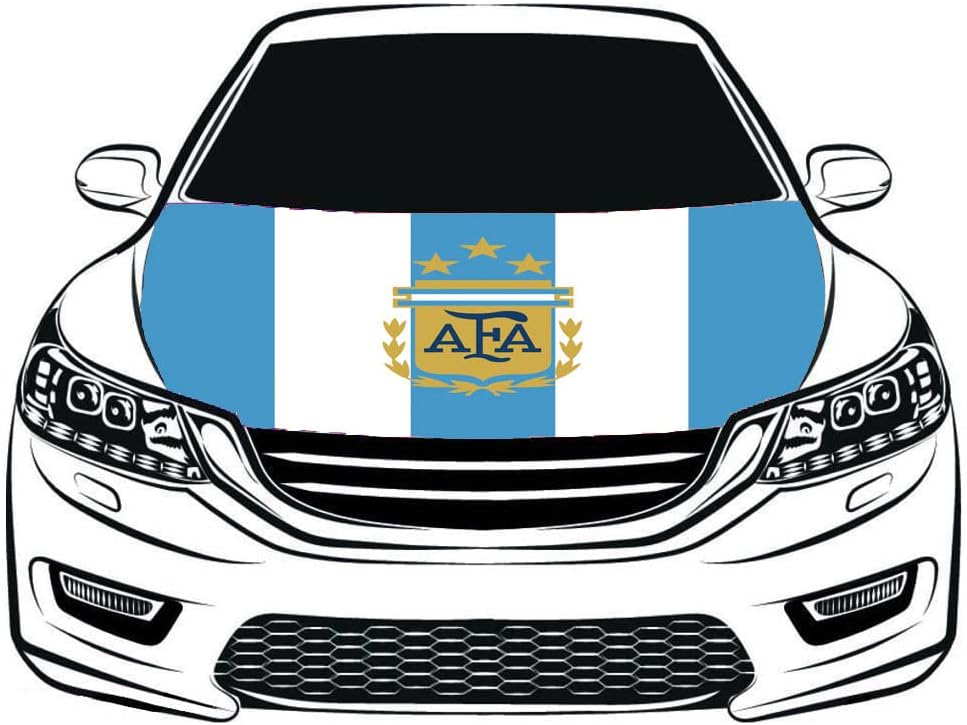 2022 World Cup Argentina national football team Flag Car Hood Cover 3.3X5FT 100 percent Polyester,Engine Flag, Elastic Fabrics Can be Washed,Car Bonnet Banner