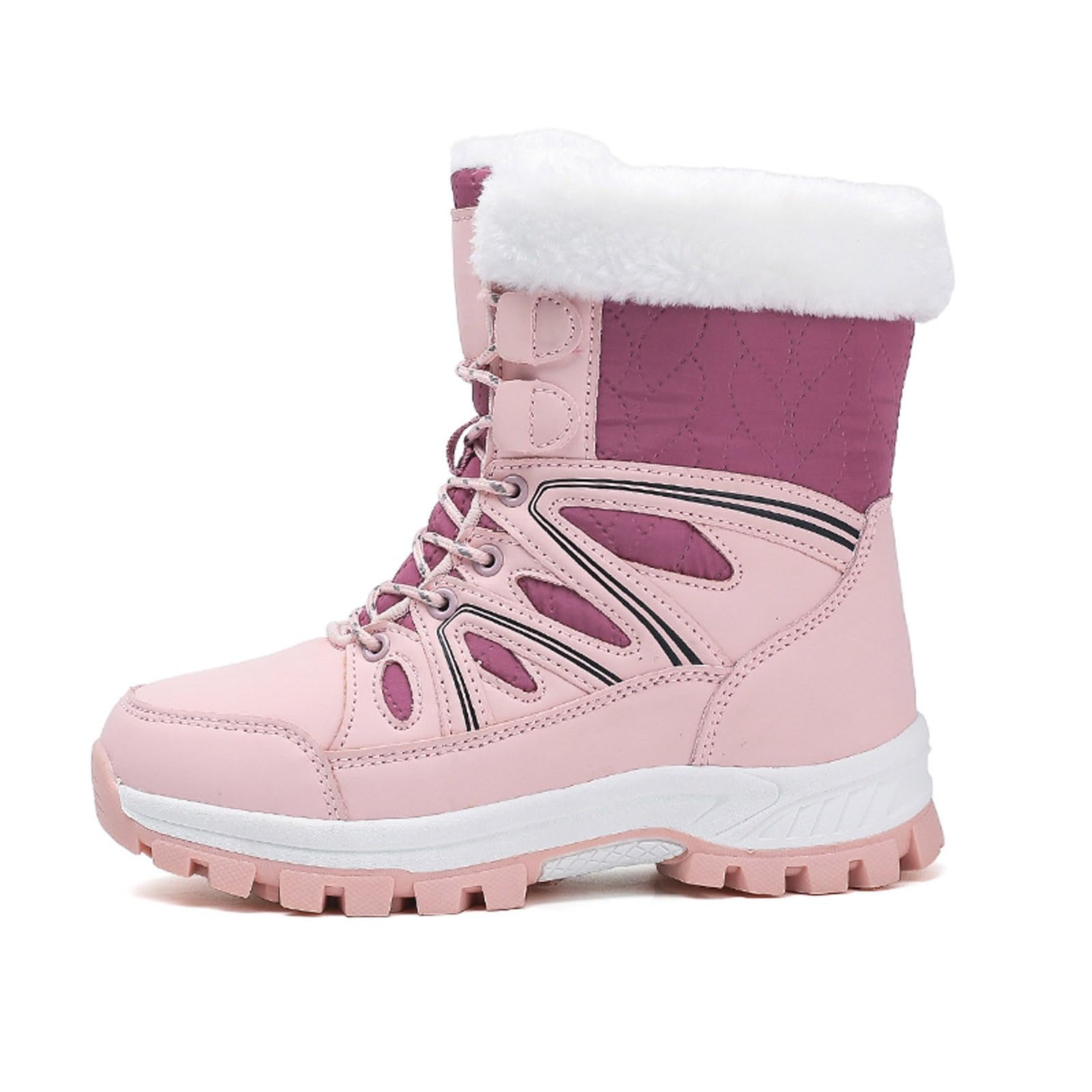 Schneeboots DamenWomen's Boots Damen Wintermode Verdickung Warme Schnürung Einfarbige Schneestiefel rutschfeste Bequeme Stiefel