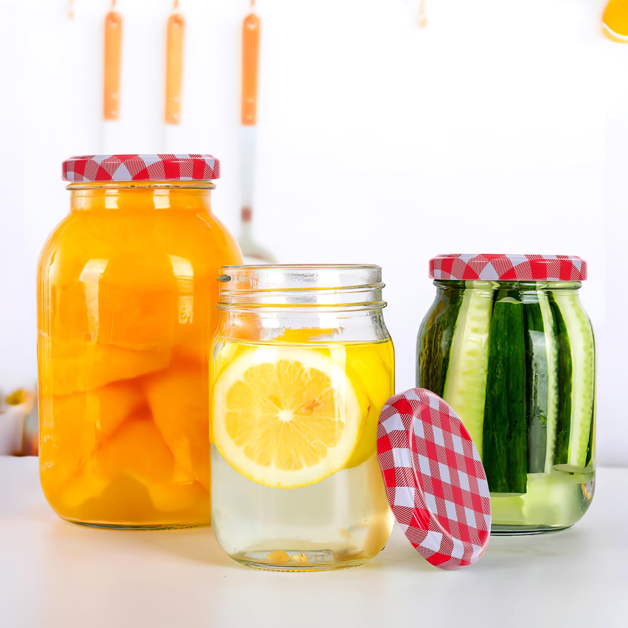 50 stuks Mason Jar Deksels 82mm, Twist Off Jam Jar Deksels 82mm, Vervanging Inblikken Deksel voor Mason Potten Blikken Conserveert Honing Marmelade