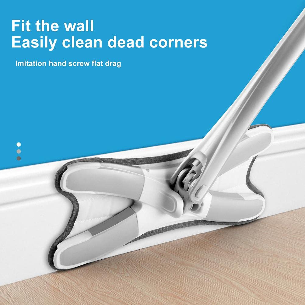 Mop, 360 grados de rotación libre de microfibra tipo X fregona plana de limpieza del piso del hogar Herramientas de limpieza Lazy Fellow Mop, reutilizable hogar cocina mano libre fregona, adecuado