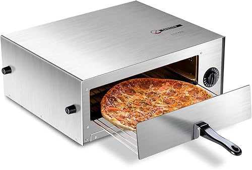 SIMOE Horno de pizza para interiores, horno de pizza de 1450 W para interiores con temporizador de 30 minutos, encimera eléctrica multifuncional con