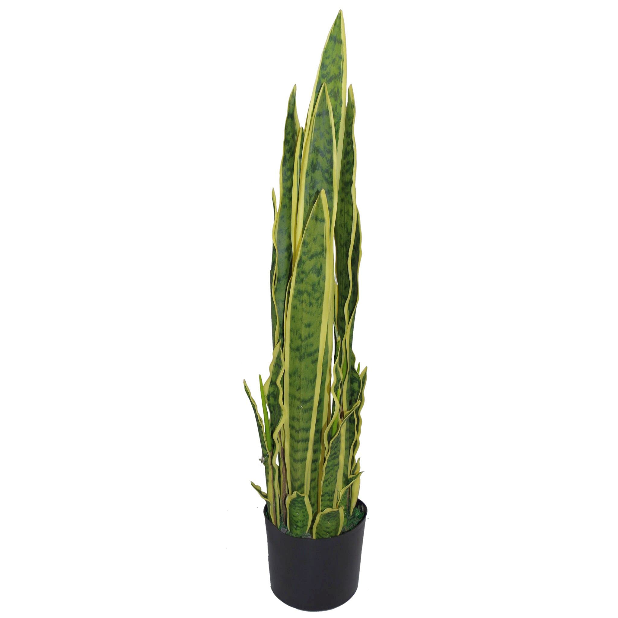 Leaf 90Cm (3Ft) Artificial Sansevieria Indoor Plant - Large Yellow/Green