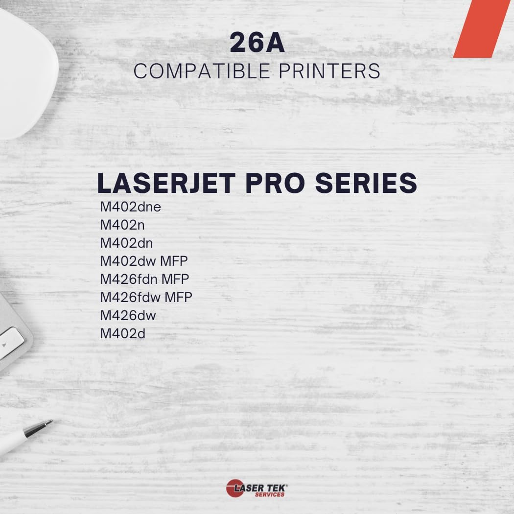 Laser Tek Services Compatible Toner Cartridge Replacement for HP 26A CF226A Works with HP LaserJet Pro M402d M402dn M402n MFP M426dw Printers (Black, 4 Pack) - 3,100 Pages