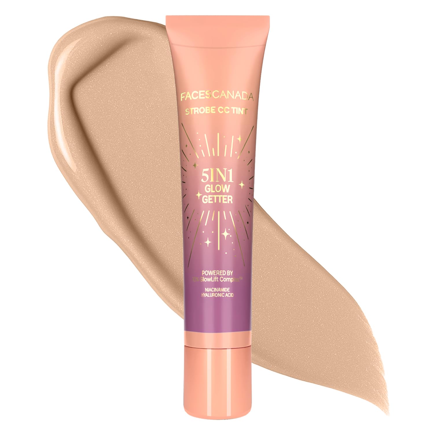 FACES CANADA Strobe CC Tint Mini - Paradise Vibes 01, 18ml | 5-in-1 Serum + Moisturizer + Primer + BB/CC Cream + Strobe Cream | Lightweight | Radiant Dewy Glass Skin Glow | Niacinamide & Hyaluronic Acid | For Fair To Light Skin