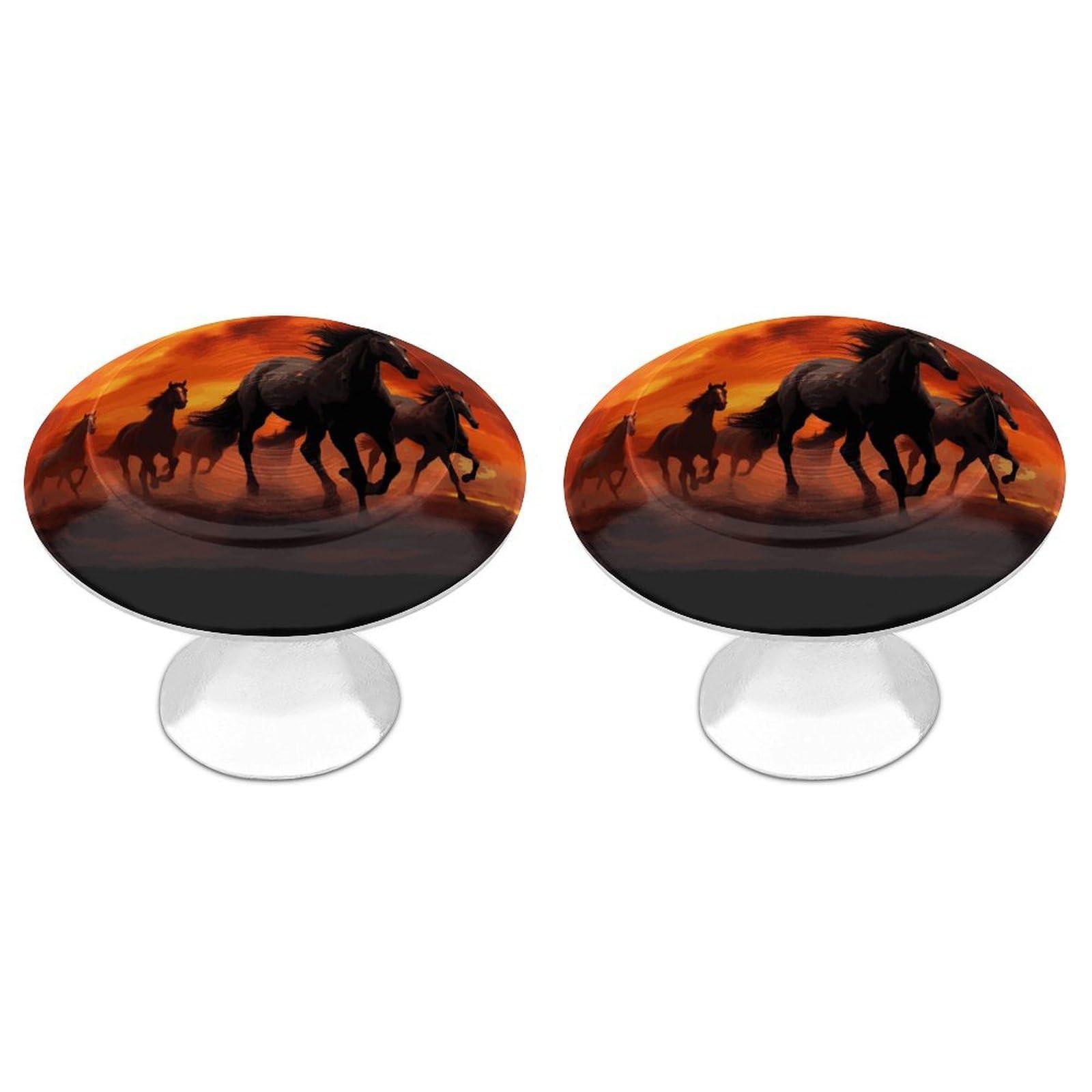 Btcowzrv Style Horses Red Glowing Clouds 2 Pack Cabinet Knobs Drawer Pulls