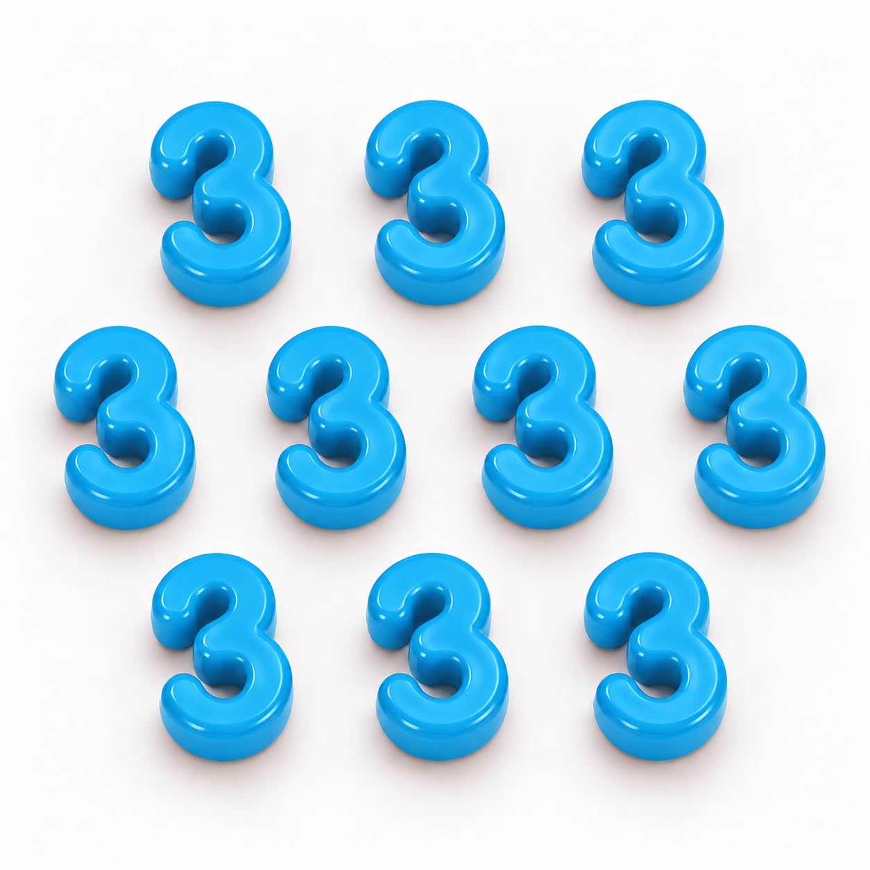 Number Beads, 10pcs Number Beads for Bracelets with 6mm Large Hole, Number Bead for DIY Jewellery Making, Keychains and Paracord Crafts(Blue, Number 3, 10)