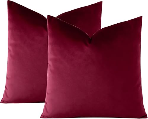 Miniatura 6 de OTOSTAR Juego de 2 fundas de almohada decorativas de terciopelo suave, fundas de cojín cuadradas sólidas para decoración del hogar, fundas de