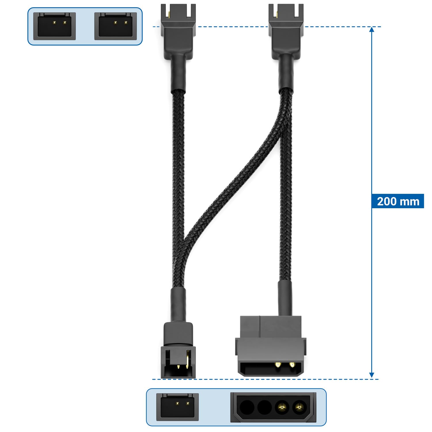 BYUTFA 4Pin Molex A 3Pin/4Pin Adattatore Per Ventola 12V 7V 5V PC Adattatore Per Ventola 4Pin Molex Splitter Cavo Con Maniche Per Computer PC Case Fan