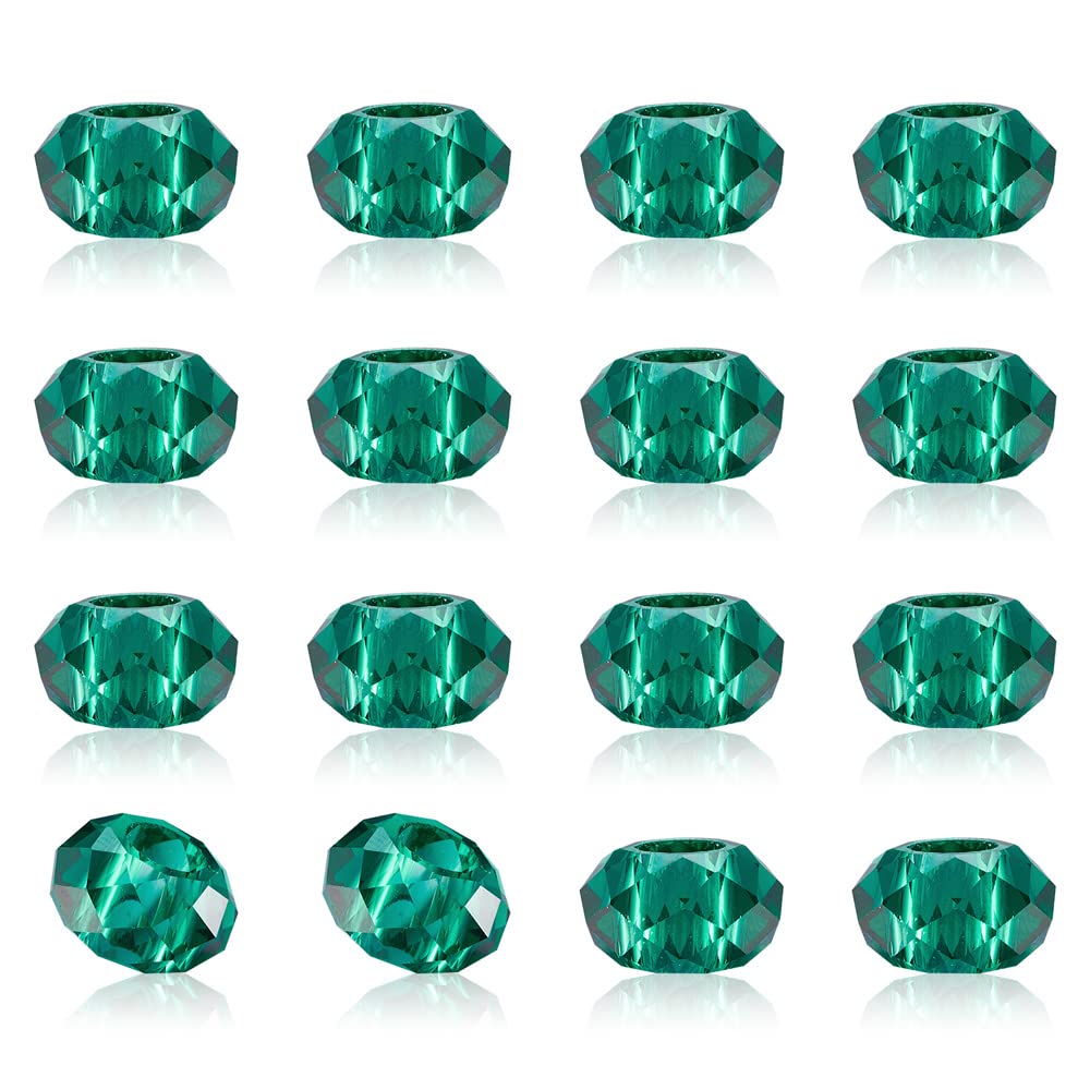 Perles européennes bleu sarcelle en verre à grand trou x100 pour création de bijoux DIY
