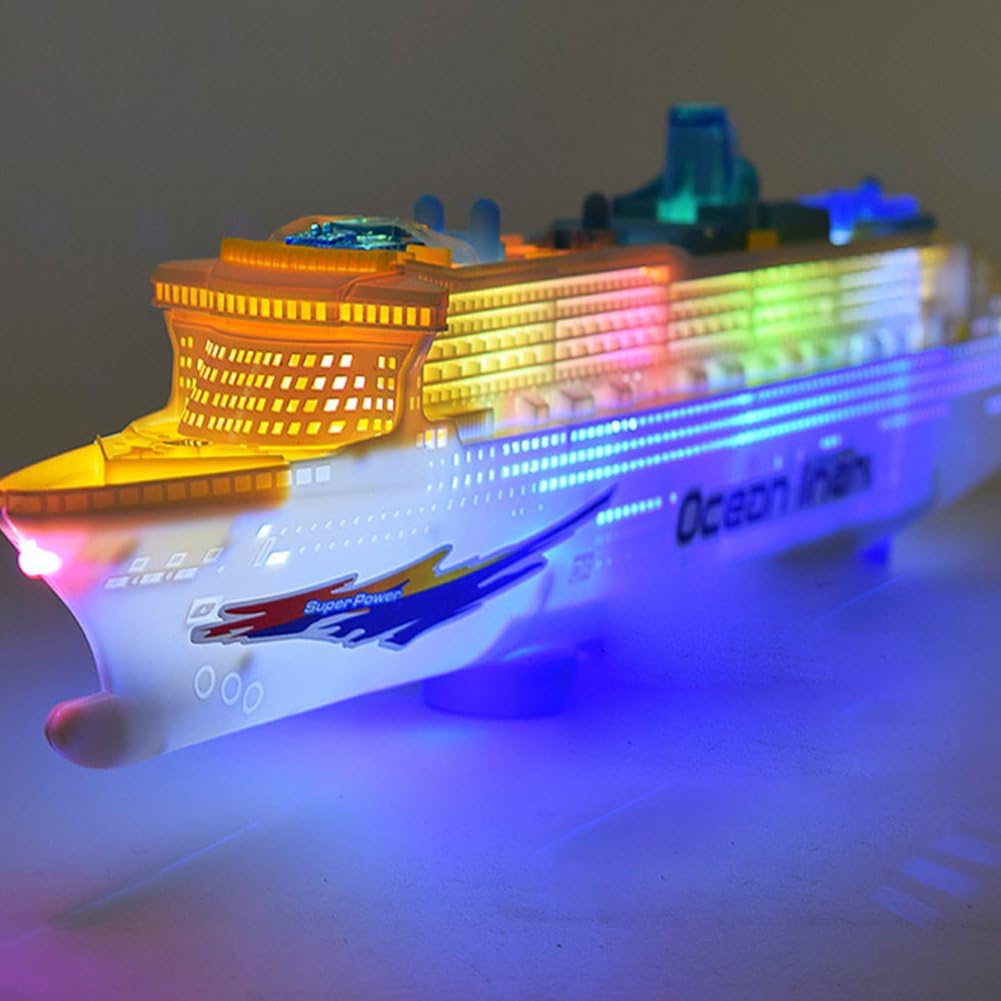 ThinkMax Kid's Ocean Liner Big Ship Model with Music LED Lights, Miniature Electric Toy Boat (As per Image)