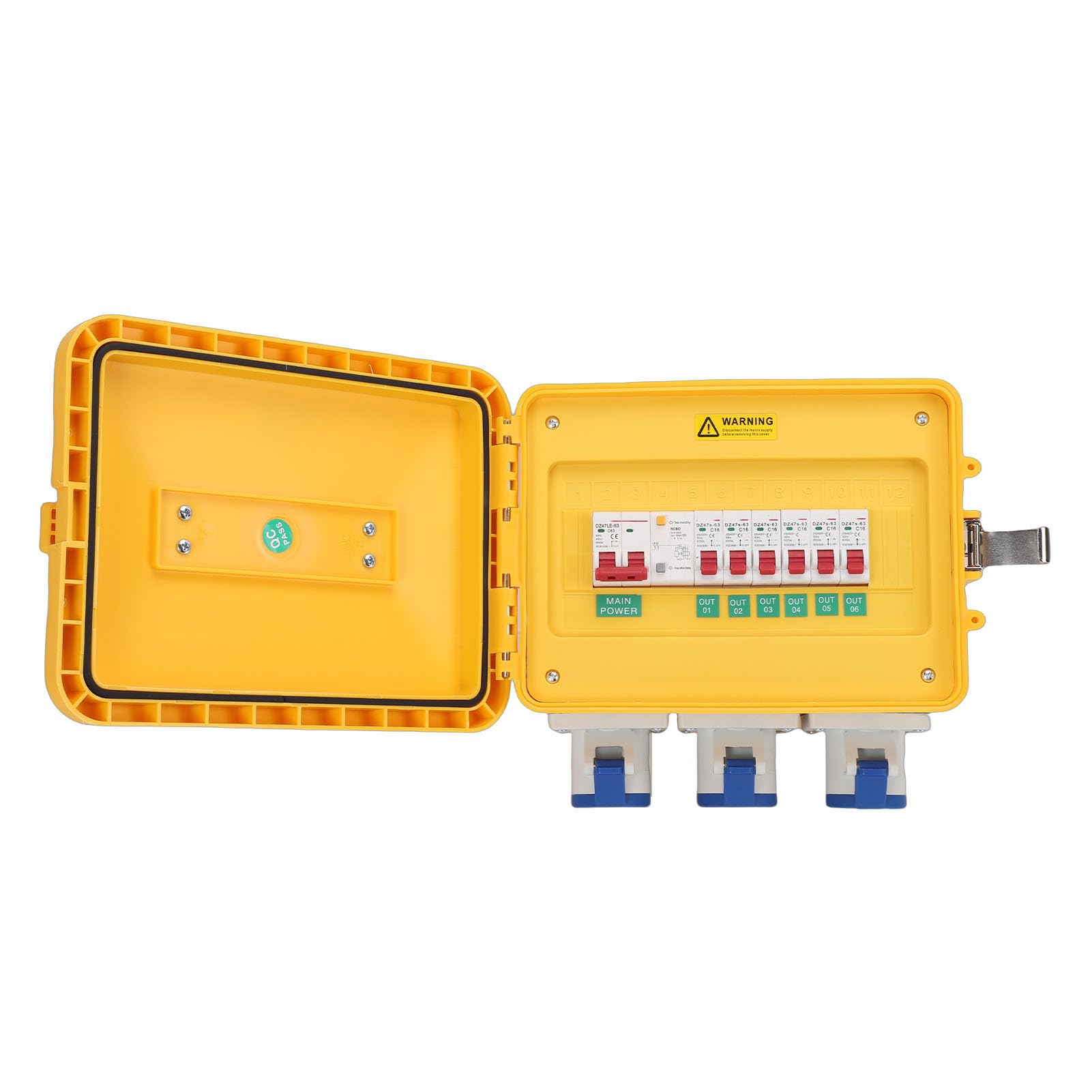ViaGasaFamido Caja de Distribución de Energía Distribuidor de Energía Portátil ABS PC 3 Salidas CEE 3 Tomas Hembra 16A Caja IP65 Receptáculos IP44 para Uso en Interiores y Exteriores en Talleres,