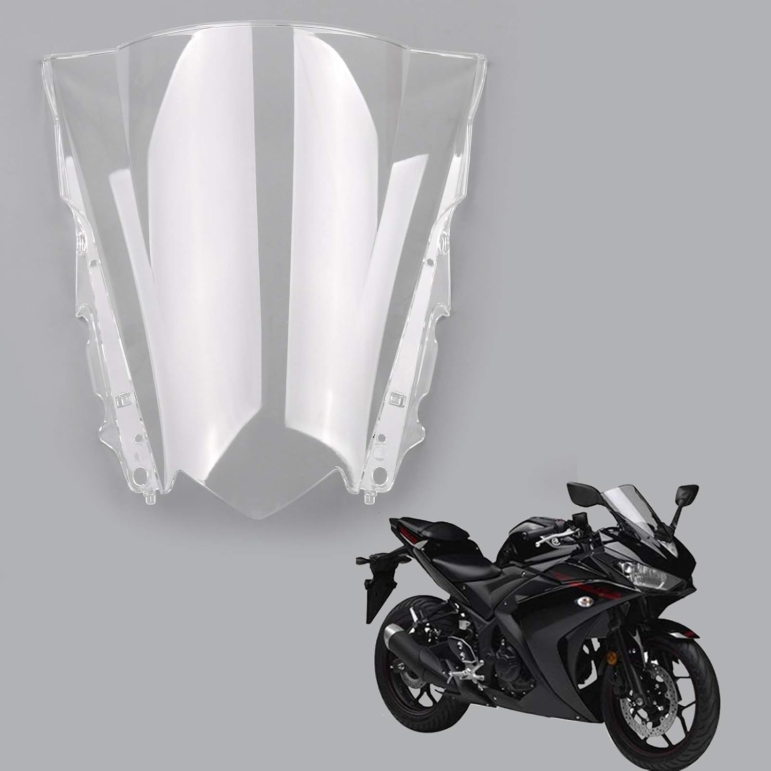 Bruce & Shark Clear Motorcycle Windshield Windscreen for Yamaha YZF-R3/YZF-R25 2015-2018