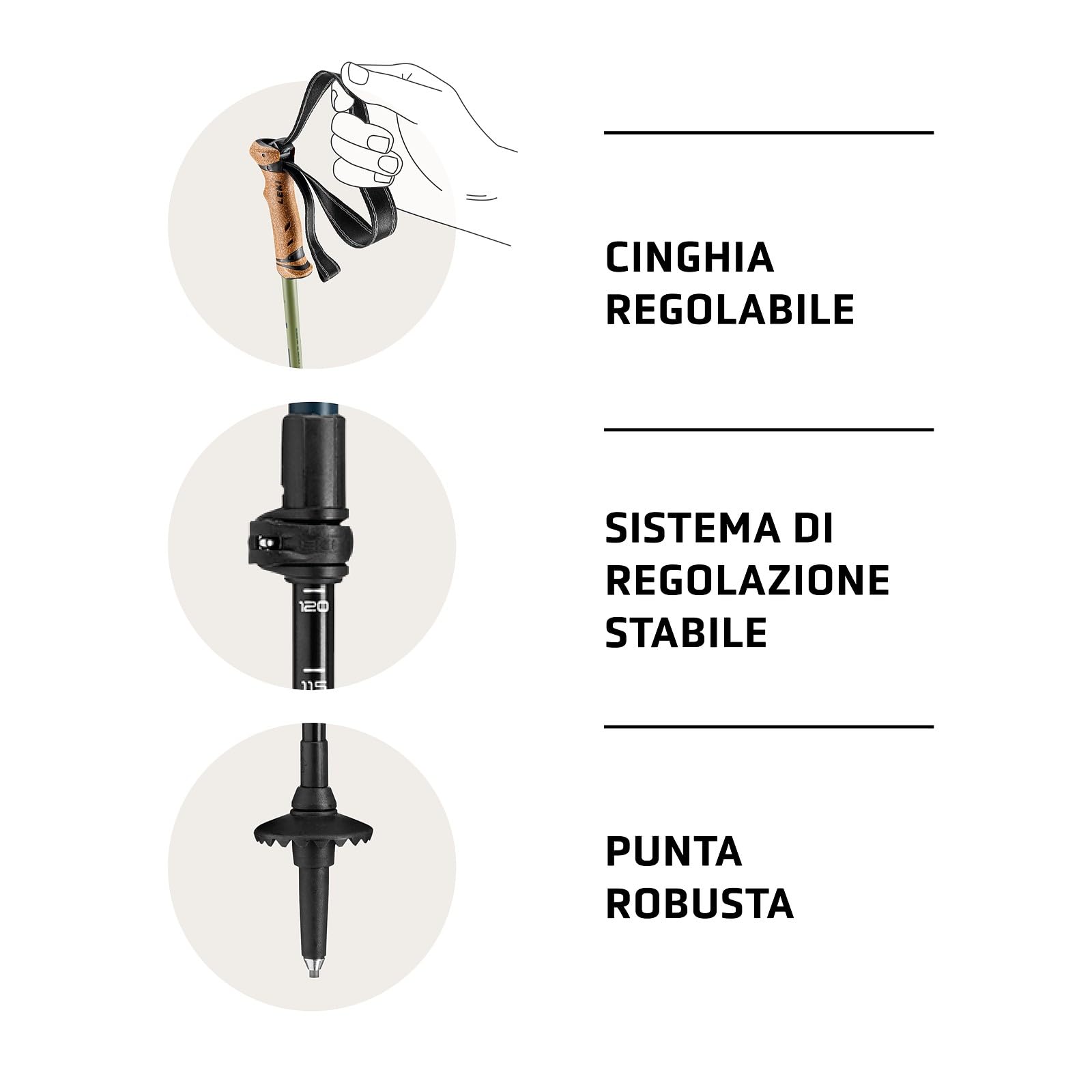LEKI Legacy Lite Bastoni da Trekking – Bastoni da trekking pieghevoli in alluminio leggeri per escursionismo