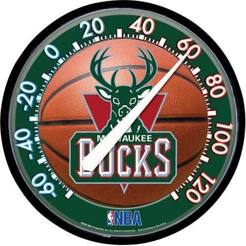 MILWAUKEE BUCKS OFFICIAL LOGO INDOOR/OUTDOOR THERMOMETER, Outdoor