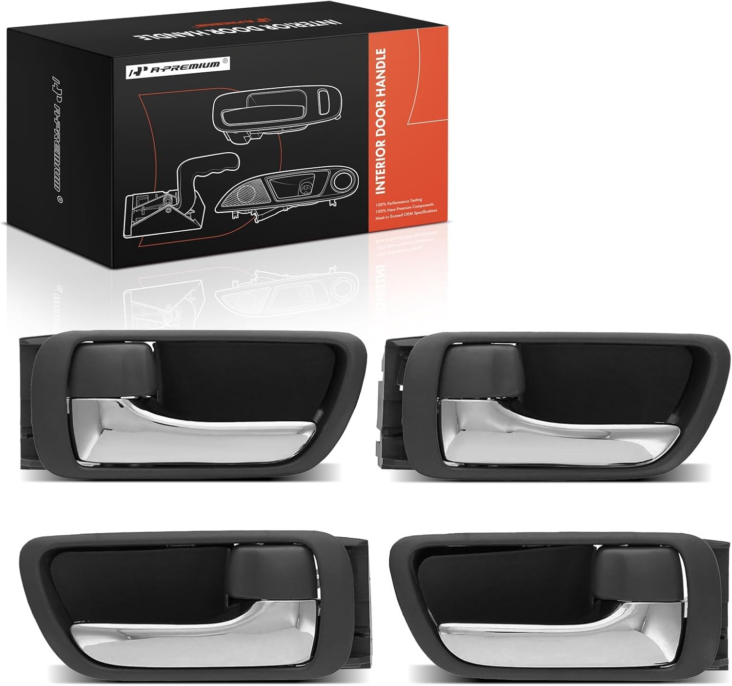 A-Premium Inside Interior Door Handles Compatible with Toyota Camry 2002 2003 2004 2005 2006, Gray Housing with Chrome Lever, 4-PC Set, Front & Rear Driver and Passenger Side