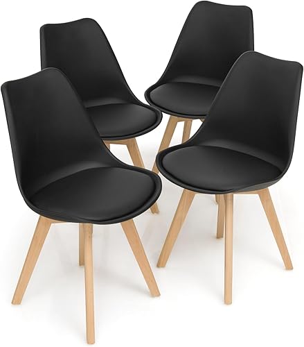 GOFLAME Juego de 2 sillas de comedor, modernas de mediados de siglo, sillas de cocina sin brazos con cojín acolchado suave, sillas laterales