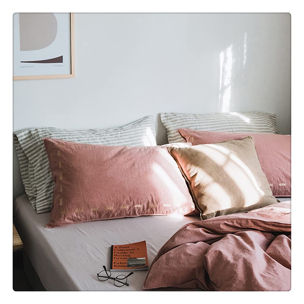Casas de algodón de Color sólido nórdico Casas de Almohadas de Estilo Simple Cubiertas para Almohadas Decorativas para el hogar Funda de Almohada de sueño(Style G)