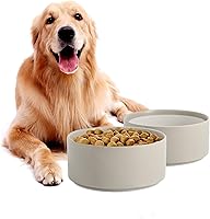 Vista 5 de Non-Slip 8.2inch Ceramic Dog Food and Water Bowl for Large Breed Dogs, Pet Bowl for Replacement (Single Bowl, Grey)