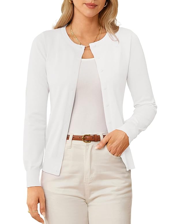 GRACE KARIN Cardigan Sweaters for Women Lightweight Fall Outfits, White by GRACE KARIN - Used condition - US$21.84