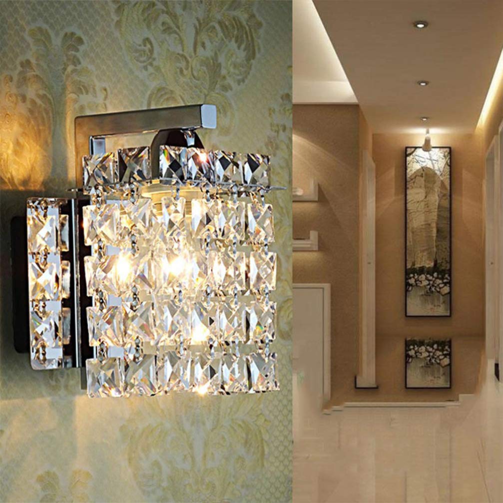 Uonlytech Lampada Da Parete in Cristallo Per Interno Camera Da Letto Lampada Da Comodino Design Elegante Applique Da Parete