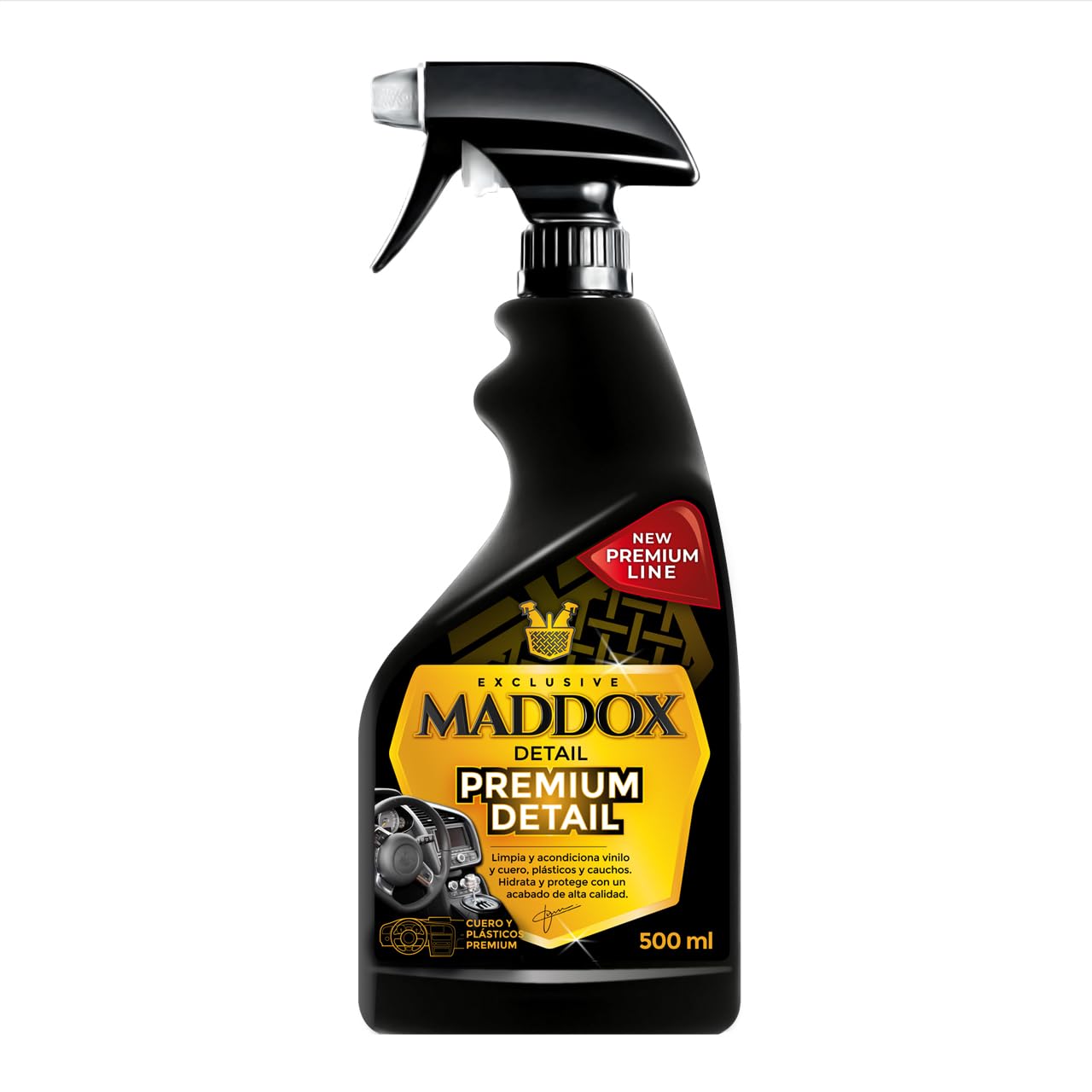 Maddox Detail - Premium Detail 500 ml | Pulitore per Interni Auto | Pulisci Cruscotto Auto | Vinile, Cuoio e Gomme Interni | Rinnova Plastiche Auto | Protettivo per Portiere e Lucidante Interni Auto