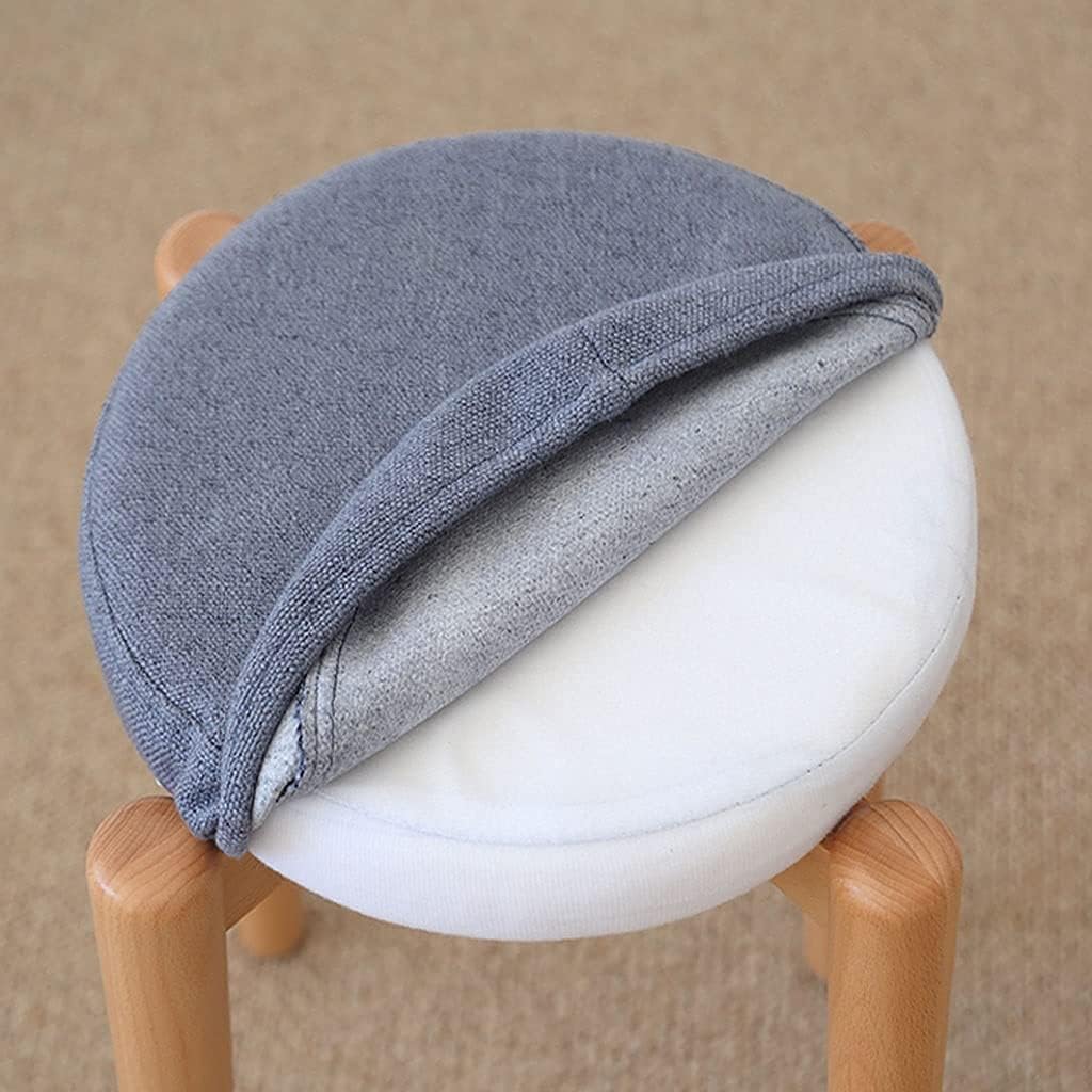 Minimalist Fashion Creative Solid Wood Round Stool Makeup Stool Soft Cloth Surface Removable and Washable Stool Stackable Dining Table and Stoolcasual/Beige