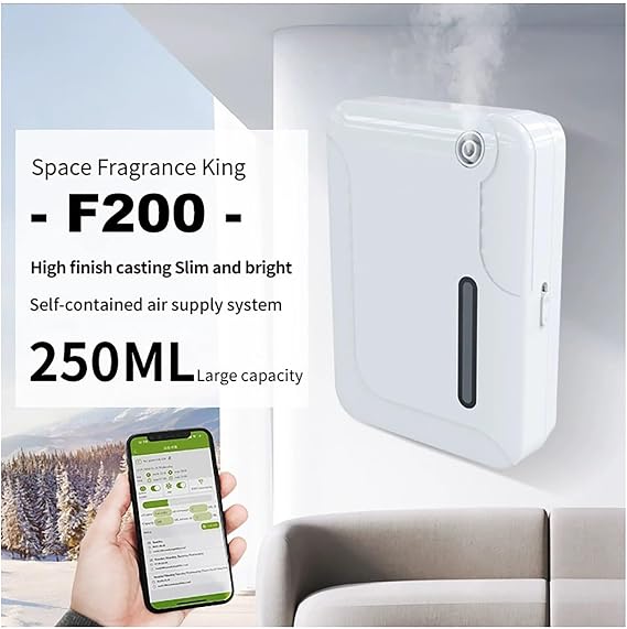 Smart Scent Machine, 250Ml Aromatherapy Diffuser with 24Hour Automatic Misting, Supports buttons/Blue-tooth/WiFi/App Control, Automatic Fragrance Diffuser for Large Space Commercial white