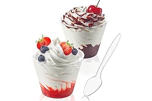 50 Small Dessert Cups with Spoons for Parties