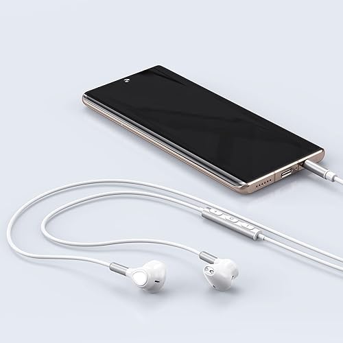 Miniatura 8 de Auriculares con cable, auriculares intrauditivos con cable, auriculares de medio oído, conector de 0.138 in con micrófono y control de volumen para