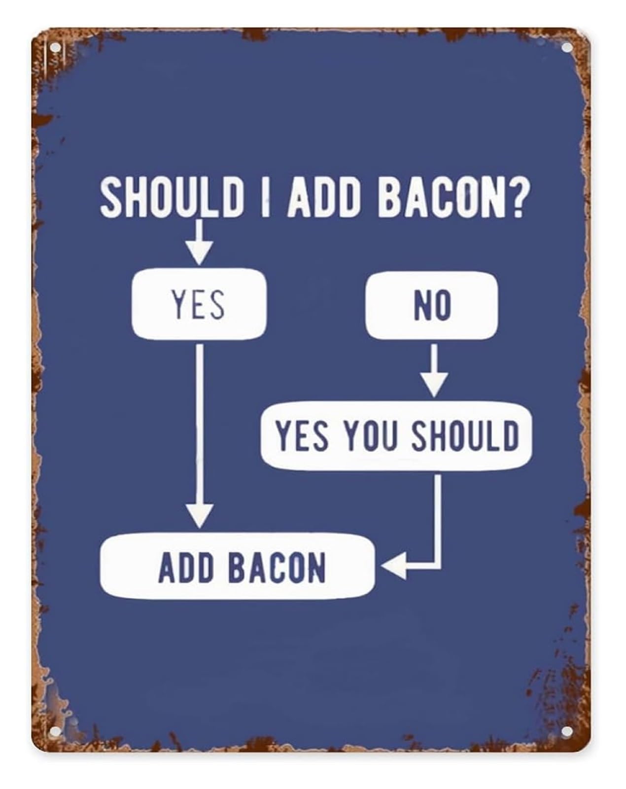 ZDVHOMCB Retro Metal Sign Humorous Bacon Cooking Guide for Kitchen Bathroom Office Yard Patio Restaurant Cafe Pub 8 X 12 in