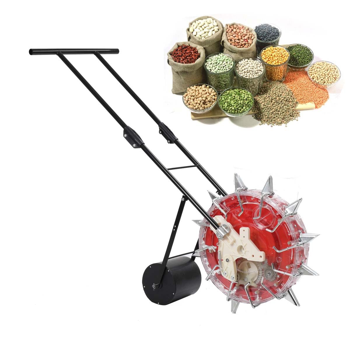 Metal Precision Garden Seeder Seeder Seeder Hand-Push Garden Seeder Row Planter Corn Planter Seeder for Soy Peanut Corn Cotton Soybean Carousel 12 Nozzles, 13.5cm Spacing